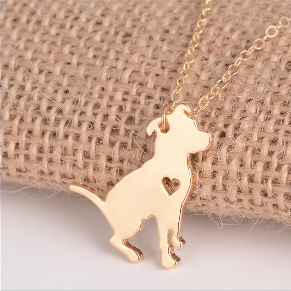 Dog necklace gold tone